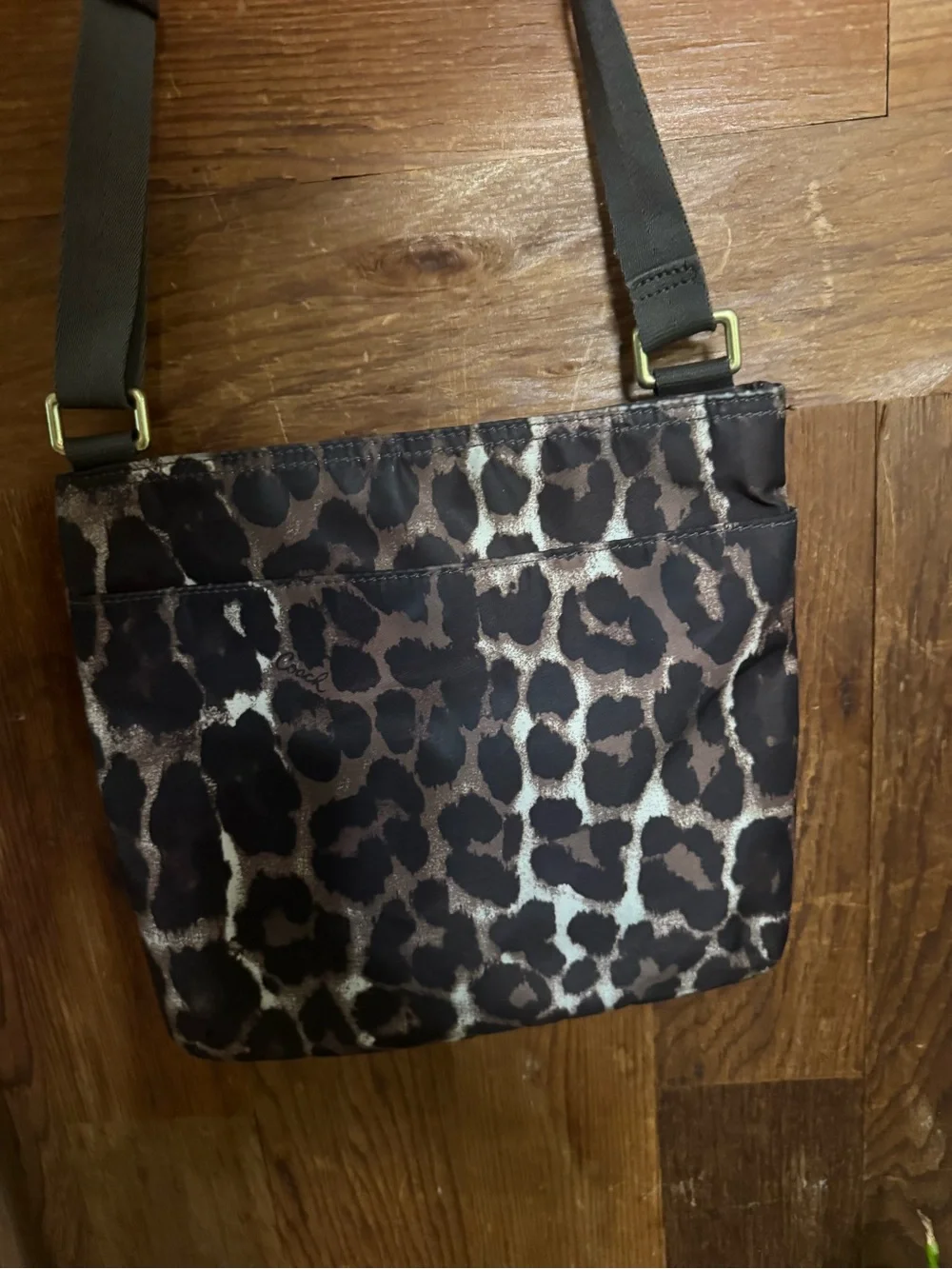 COACH ocelot Leopard Print Crossbody Shoulder Bag in Brown
